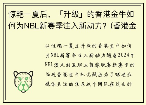 惊艳一夏后，「升级」的香港金牛如何为NBL新赛季注入新动力？(香港金牛是多少钱)